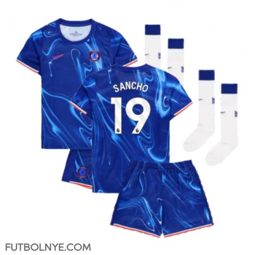 Camiseta Chelsea Jadon Sancho #19 Primera Equipación para niños 2024-25 manga corta (+ pantalones cortos)